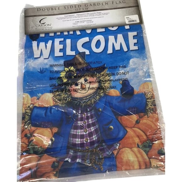 Scarecrow Fall Garden Flag Halloween Party Decor Pumpkin Black Bird Farm Rustic - Picture 3 of 5